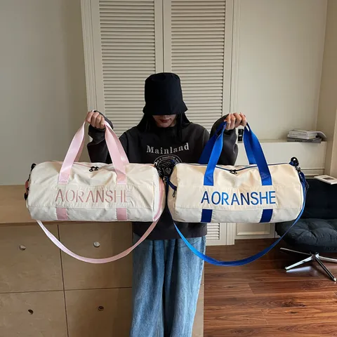 Borsone da Viaggio Multifunzionale Grande Capacità Borsa da Palestra con Fascia per Trolley Colore a Contrasto Borsa Weekender per Unisex