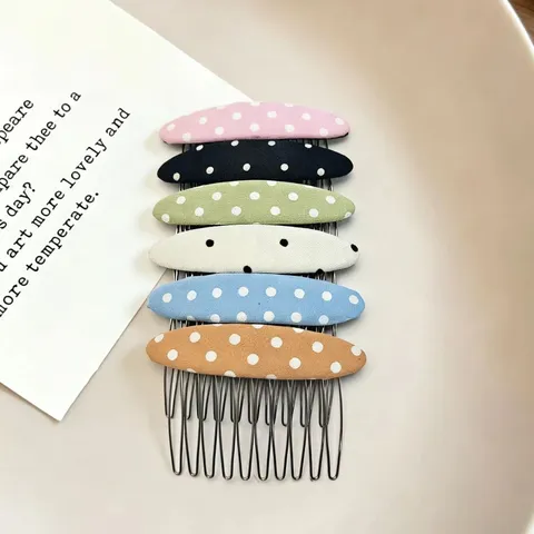 Peigne Latéral en Tissu à Pois Dents en Métal Pince à Cheveux Outil de Coiffure Accessoires Cheveux pour Femmes