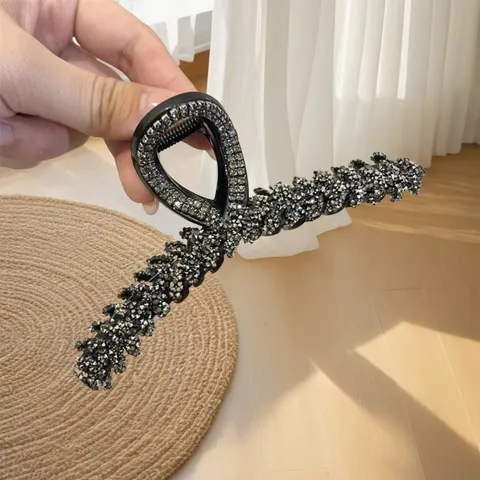 Grande Pince à Cheveux Strass Épi de Blé Pince Requin Chic Accessoires de Coiffure Quotidiens pour Femmes