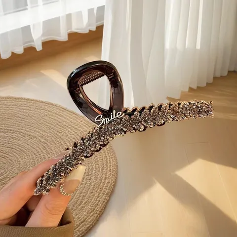 Grande Pince à Cheveux Strass Épi de Blé Pince Requin Chic Accessoires de Coiffure Quotidiens pour Femmes
