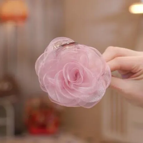 Chic Maille Camélia Fleur Pince à Cheveux pour Femmes Élégant Rose Barrette à Cheveux Doux Quotidien Accessoires de Coiffure Coiffure