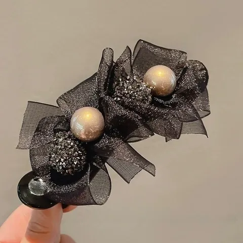 Grote Strik Haarklem Met Net Pearls En Strass Elegante Haarklem Haarstyling Hoofdtooi Voor Vrouwen