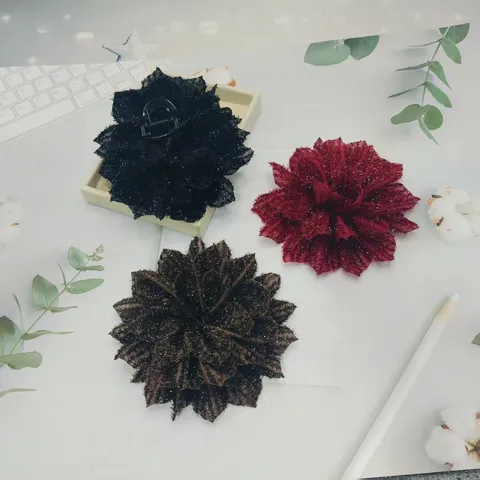 Pince à Cheveux Grande Fleur en Tissu Fait Main Mode Accessoire Cheveux Floral Coiffure DIY Pour Femmes