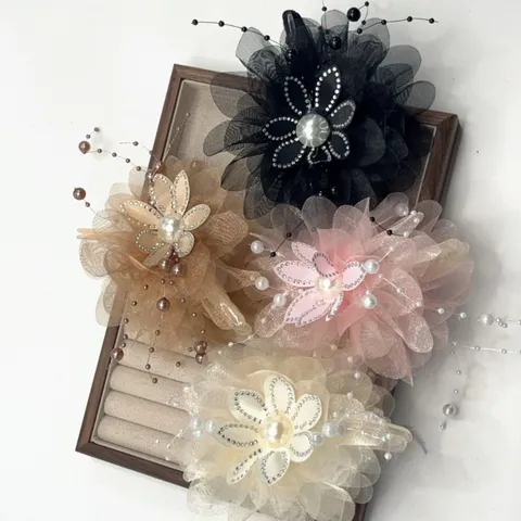 Mode Pince à Cheveux Florale Strass Perle Artificielle Pince Requin Doux Élégant Accessoires de Cheveux pour Femmes