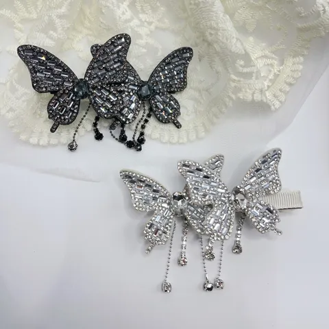 Pince à Cheveux Bec de Canard Strass Papillon Élégant Gland Alliage Cristal Épingle à Cheveux Pince Latérale Accessoires Cheveux Mode