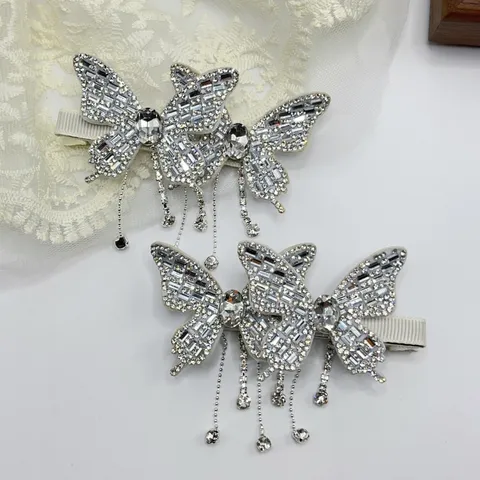 Pince à Cheveux Bec de Canard Strass Papillon Élégant Gland Alliage Cristal Épingle à Cheveux Pince Latérale Accessoires Cheveux Mode