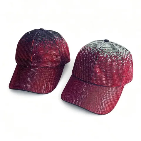 Casquette de Baseball Tendance en Coton Dégradé de Strass Chapeau de Soleil Luxueux Réglable Décontracté pour Femme