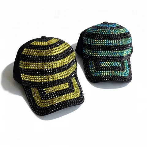 Women's Fashion Casual Rhinestone Baseball Cap Colorblock Geometric Sun Protection Adjustable Hat