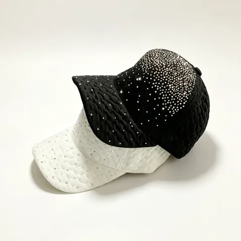 Casquette de Baseball Mode en Polyester Velours Doré Avec Ornement en Strass Épaisse Chaude Coupe-vent Réglable Large Bord Chapeau Trucker Unisex