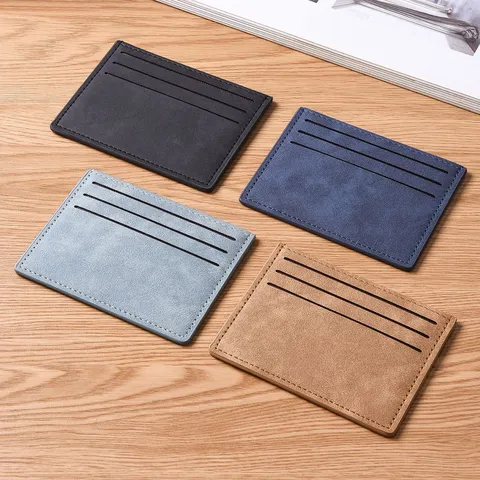 Portacarte Unisex in Pelle PU Sottile Portatile Multi-Fessura Custodia per Carte di Credito Affari Organizer