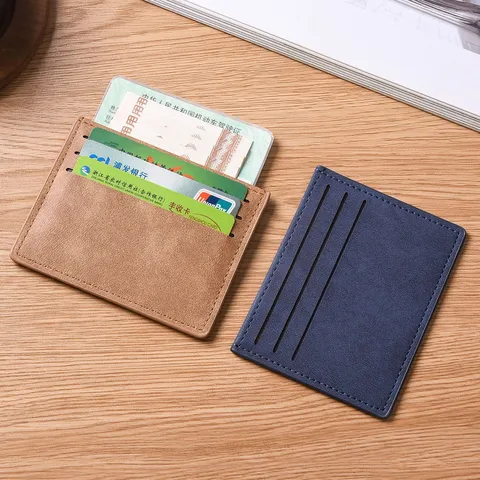 Portacarte Unisex in Pelle PU Sottile Portatile Multi-Fessura Custodia per Carte di Credito Affari Organizer