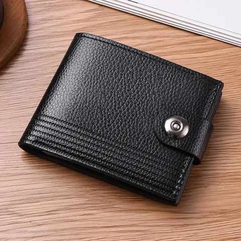 Portafoglio Corto in Pelle PU Vintage da Uomo Grande Capacità Scomparti per Carte Portamonete Pieghevole Portafoglio Casual Business
