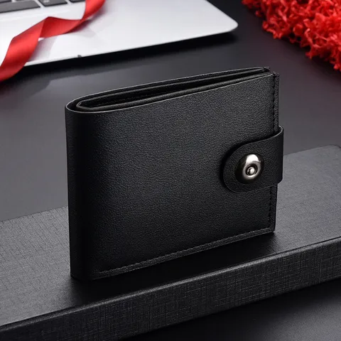 Heren Mode Korte PU Lederen Portemonnee Meerdere Sleuven Casual Tas Horizontale Visitekaartjeshouder Bifold