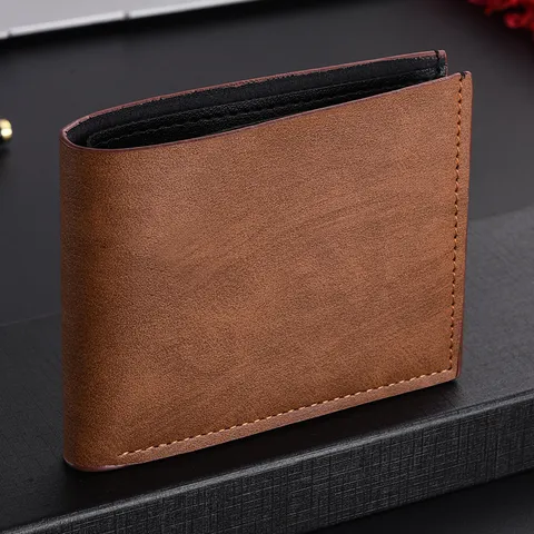 Portafoglio Corto in Pelle PU da Uomo Affari Casual Pieghevole Portacarte Borsellino Impermeabile Resistente all'Usura Tasca Per Uomini