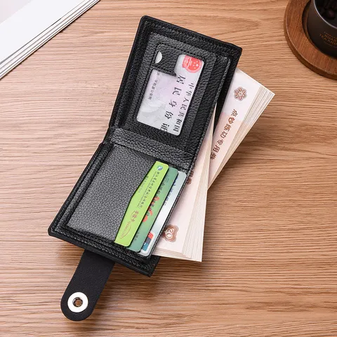 Portafoglio Corto in Pelle PU Vintage da Uomo Grande Capacità Scomparti per Carte Portamonete Pieghevole Portafoglio Casual Business