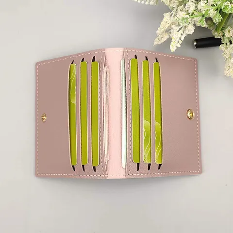 Portacarte in Pelle PU da Donna Astuccio Sottile a Fessure Multiple Portafoglio Portatile per Carte di Credito Per Uso Quotidiano