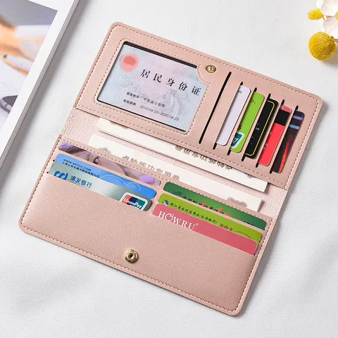 Women's Long Wallet PU Leather Bi-fold Minimalist Coin Purse Multi-card Slot Large Capacity Casual Clutch Bag