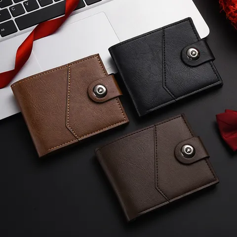 Portafoglio Corto in Pelle PU da Uomo Affari Bifold Porta Carte Patchwork Classico Borsellino Tasca con Zip Fessure per Carte