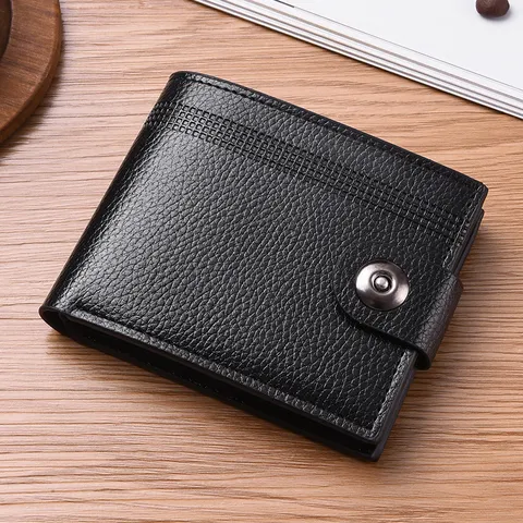 Portafoglio Corto Bifold da Uomo Vintage in Pelle PU Porta Carte Multifunzione Grande Capienza Portamonete Casual d'Affari