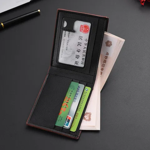 Portafoglio Corto Vintage Casual da Uomo Scomparti Multi-Carte Pelle PU Portamonete Porta Carte