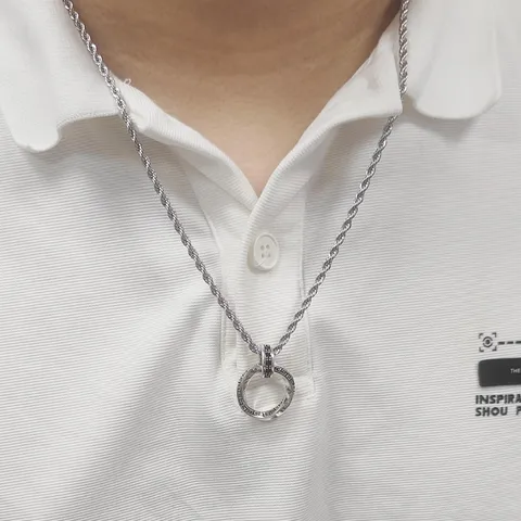 Heren Mobius Dubbele Ring Hanger Ketting Koper Strass Hiphop Minimalistische Ketting Sieraden Cadeau