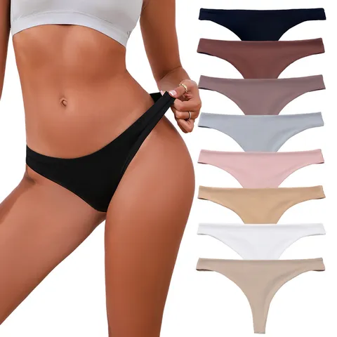 Perizoma Senza Cuciture da Donna Pantie in Nylon Sexy a Vita Bassa Un Pezzo Invisibile T-Back Intimo Traspirante Comfort G-String