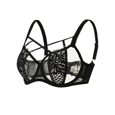 Plus Size Sexy Lace Bra Thin Cup Large Bust Minimizer Push Up Anti Sagging Bralette Underwear For Women