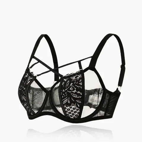 Plus Size Sexy Lace Bra Thin Cup Large Bust Minimizer Push Up Anti Sagging Bralette Underwear For Women