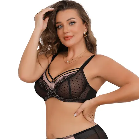 French Lace Plus Size Minimizing Bra For Women Full Cup Soft Underwire Breathable Lifting Support Unlined Sexy Lingerie