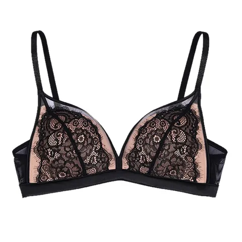 Frans Kant Nylon Lingerieset Draadloze Driehoekige Cup Push Up Dun Sexy BH En Slip Set Voor Vrouwen