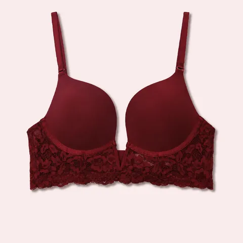 Women Sexy Floral Lace Deep V Push Up Bra And Panty Set Backless Seamless Lingerie Top And Bottom For Daily Dating