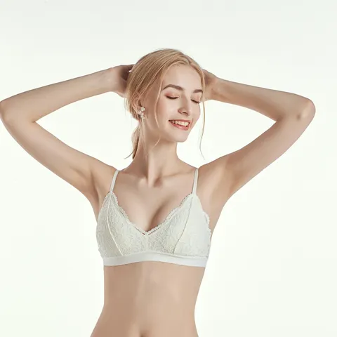 Franse Stijl Sexy Kant Driehoekscup Beha Draadloze Push Up Lingerie Dunne Gewatteerde Bralette Voor Dames Kleine Borst Zomer Ondergoed