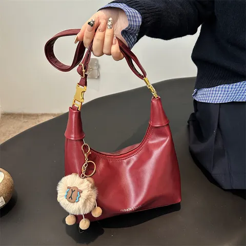 Γυναικείο Vintage Τσάντα PU Δέρμα Dumpling Casual Commuter Μικρή Τσάντα Χιαστί Μονόχρωμη Τσάντα Μασχάλης Με Φερμουάρ