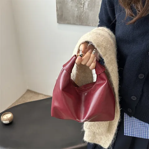 Γυναικείο Vintage Τσάντα PU Δέρμα Dumpling Casual Commuter Μικρή Τσάντα Χιαστί Μονόχρωμη Τσάντα Μασχάλης Με Φερμουάρ