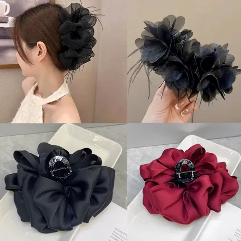 Large Hair Claw Clip Bubble Mesh Feather Hair Catch Non-Slip Styling Accessories For Women Girls Hair Styling