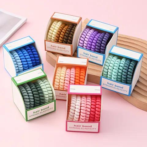 Γλυκό Χαριτωμένο Gradient Candy Color Τηλεφωνικό Σύρμα Λάστιχα Μαλλιών Πολύχρωμο Seamless Ελαστικό Σχοινιά Μαλλιών Γυναικεία Αξεσουάρ