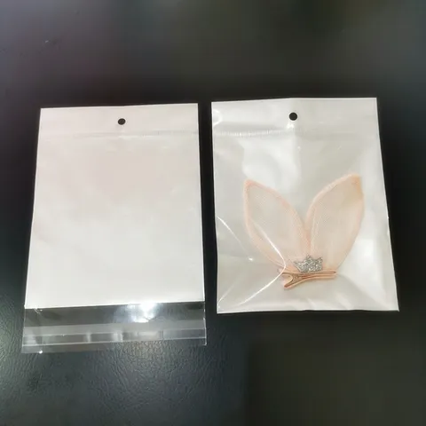 White Pearlescent Self Adhesive Opp Sealing Bags Jewelry Accessory Packaging Bags Clear Storage Pockets