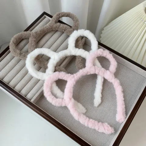 Cute Plush Animal Ears Headband Cartoon Bear Bunny Hair Hoop Sweet Wash Face Hair Accessories For Women Girls Winter