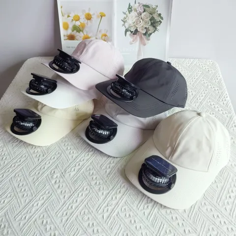 Solar Powered Fan Baseball Cap Polyester Quick Drying Sun Protection Extended Brim Adjustable Outdoor Sport Hat For Men Women