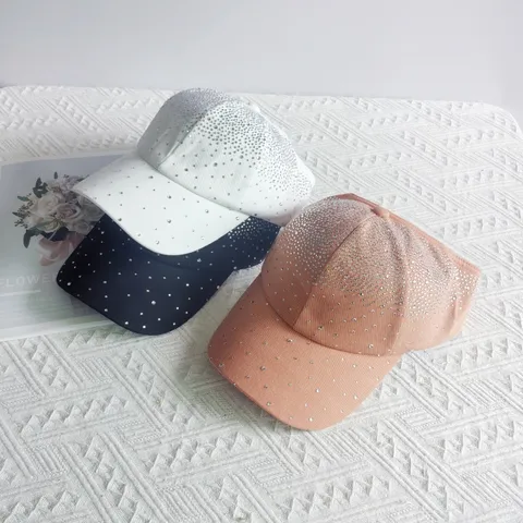 Fashion Cotton Rhinestone Empty Top Baseball Cap Sparkling Starry Sky Visor Shading Sun Protection Peaked Cap For Women Outdoor Travel