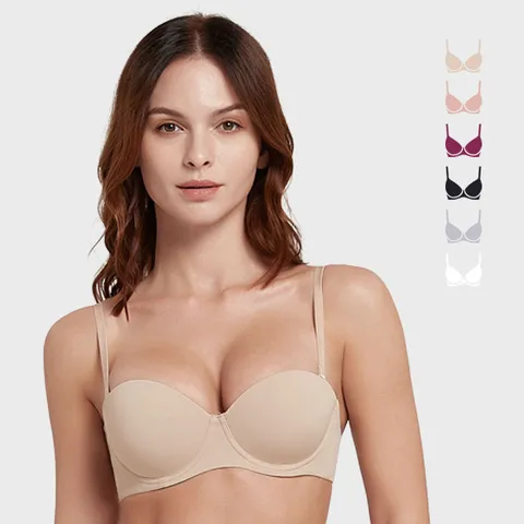 Women's Seamless 1/2 Cup Push Up Bra Soft Underwire Invisible Bra With Removable Straps Nylon Polyester Blend Underwear Lingerie