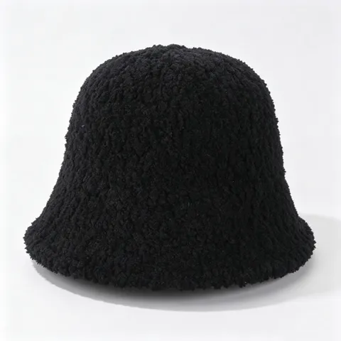 Women Winter Polar Fleece Bucket Hat Plush Cloche Warm Thick Fisherman Cap Solid Color Windproof Cold Protection Basin Hat Casual Outdoor Headwear