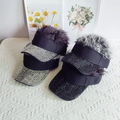 Novelty Rhinestone Wig Baseball Cap Unisex Hip Hop Streetwear Sun Visor Hat For Party Stage Performance Decor