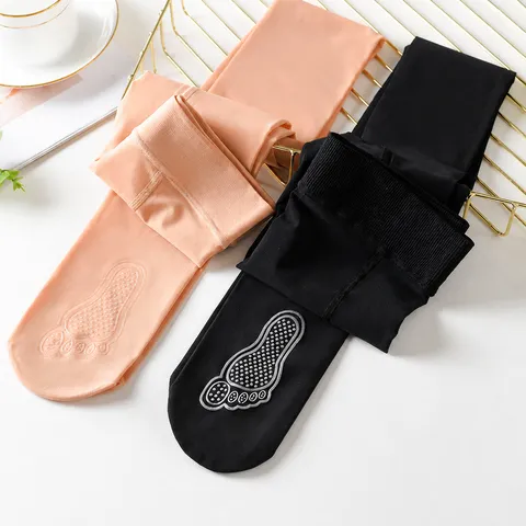 Women's Nude Effect Pantyhose High Elasticity Shaping Tights Spring Autumn Non-slip Silicone Foot Skin Black Nylon Leggings For Women
