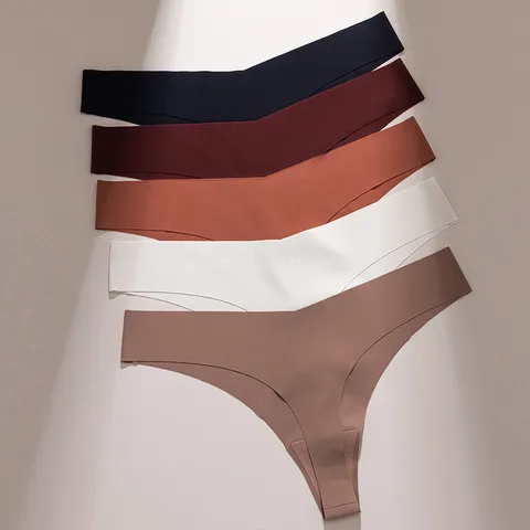 Dames Naadloze I Zijde Tanga Lage Taille Grote Maat Ademende Effen Kleur Slips Yoga Sport Ondergoed