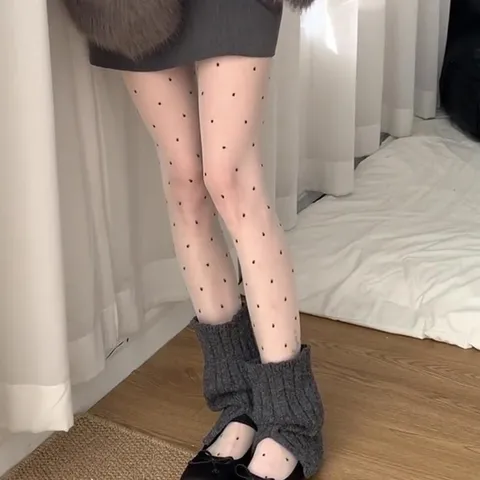 Women's Sexy Ultra-Thin Polka Dot Pantyhose Japanese JK Style High Transparency Nylon Stockings Elegant Dot Pattern Tights For Daily Party