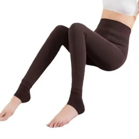 Dames Fleece Gevoerde Leggings Hoge Taille Winter Dikke Thermische Leggings Stirrup Effen Kleur Parel Fluweel Eendelig Onderkant