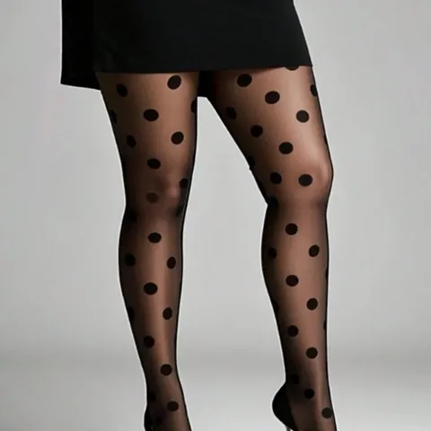 Women Sexy Polka Dot Tights High Waist Elastic Nylon Core Spun Silk Pantyhose Sheer Large Dot Hosiery For Daily Party Dating