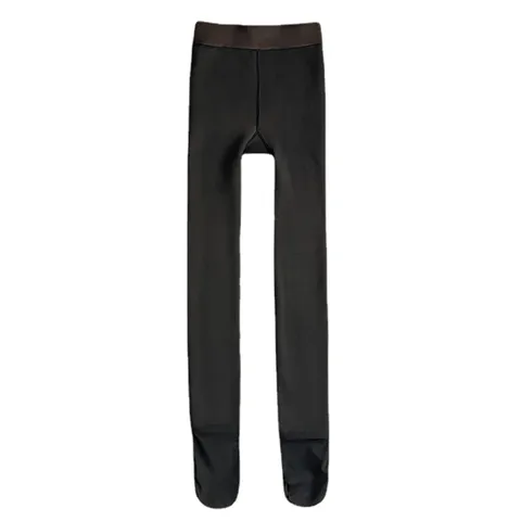 Women Faux Translucent Fleece Lined Leggings High Elasticity Winter Warm Pantyhose Sexy Slimming Stirrup Footed Tights Thermal Hosiery