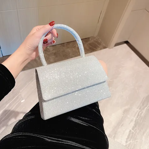 Μοντέρνα Τσάντα Χειρός με Πούλιες Γυναικεία Τσάντα Φάκελος Βραδινή με Γκλίτερ Τσάντα Ώμου για Πάρτι Γάμο Συμπόσιο Πολυτελής Μίνι Τετράγωνη Τσάντα Χιαστί
